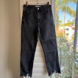 Black High-Rise Straight Jeans - Unbranded